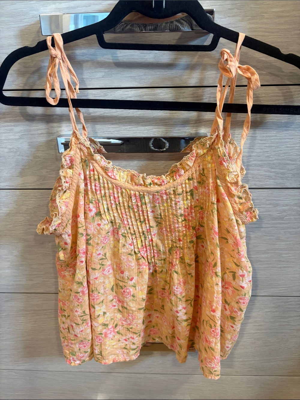 American Eagle Outfitters Peach Floral Tie-Shoulder Camisole